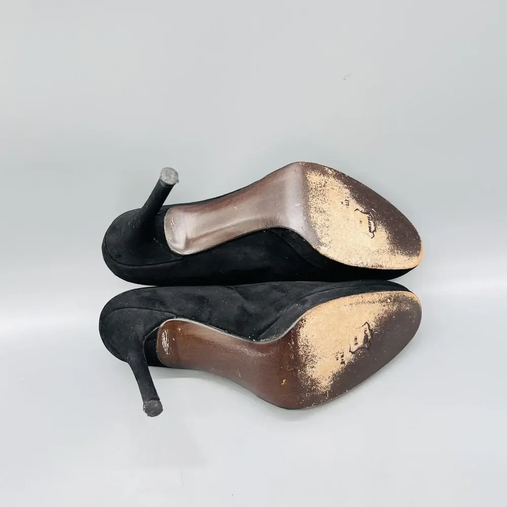 Stuart Weitzman Shoes Womens 8.5 Black Suede Platform Round Toe Stiletto Pumps